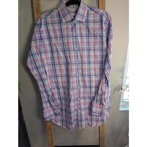 Peter Millar Men's Long Sleeve Plaid Button Up Dress Shirt Large